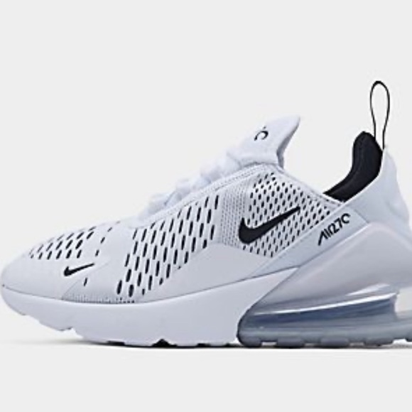 white and blue air max 270s